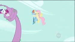 Size: 1366x768 | Tagged: safe, screencap, fluttershy, rainbow dash, rarity, spike, g4, secret of my excess