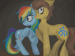 Size: 800x600 | Tagged: safe, artist:pokipopscereal, caramel, rainbow dash, g4, duo