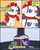 Size: 738x913 | Tagged: safe, artist:valcron, rarity, twilight sparkle, lobster, pony, unicorn, g4, book, book fort, comic, disguise, dog fort, filly, fort, fortress, parody, ponified, red lobster, younger