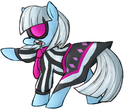 Size: 500x439 | Tagged: safe, artist:ghost, photo finish, earth pony, pony, g4, clothes, dress, female, glasses, mare, simple background, solo, white background