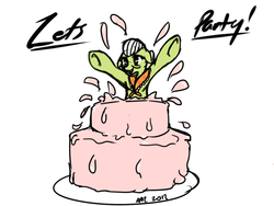 Size: 800x600 | Tagged: dead source, safe, artist:avante92, granny smith, g4, cake, popping out of a cake, surprise cake