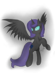 Size: 1200x1600 | Tagged: safe, oc, oc only, oc:nyx, alicorn, pony, fanfic:past sins, alicorn oc, fanfic art, female, filly, horn, simple background, slit pupils, solo, spread wings, white background, wings