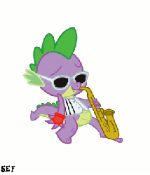 Size: 300x350 | Tagged: safe, artist:sefling, spike, g4, animated, artifact, epic sax guy, epic sax spike, male, musical instrument, parody, saxophone, solo