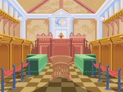 Size: 4000x3000 | Tagged: safe, artist:sigmavirus1, princess celestia, princess luna, turnabout storm, g4, ace attorney, background, court, courtroom, crossover, high res