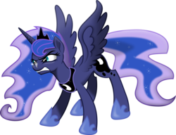 Size: 8597x6611 | Tagged: safe, artist:flutterguy317, artist:kp-shadowsquirrel, princess luna, pony, g4, absurd resolution, angry, female, simple background, snorting, solo, transparent background, vector