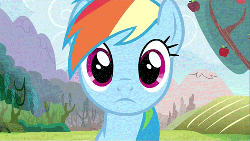 Size: 500x282 | Tagged: safe, screencap, rainbow dash, pegasus, pony, g4, season 2, the super speedy cider squeezy 6000, about to cry, animated, cute, female, floppy ears, gif, mare, sad, sadorable, solo, teary eyes