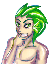 Size: 550x672 | Tagged: safe, artist:niziolek, spike, human, g4, humanized, male, shirtless male, simple background, solo, transparent background