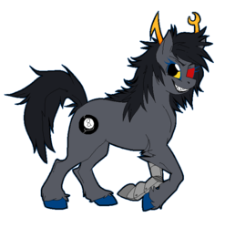 Size: 630x638 | Tagged: safe, artist:azzly, pony, amputee, colored hooves, female, homestuck, mare, ponified, prosthetic leg, prosthetic limb, prosthetics, robotic leg, simple background, solo, species swap, transparent background, troll (homestuck), vriska serket