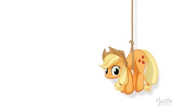 Size: 1680x1050 | Tagged: safe, artist:mysticalpha, applejack, earth pony, pony, g4, female, hanging, hat, rope, solo, wallpaper