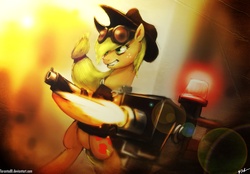 Size: 2592x1800 | Tagged: safe, artist:tarantad0, applejack, g4, crossover, team fortress 2