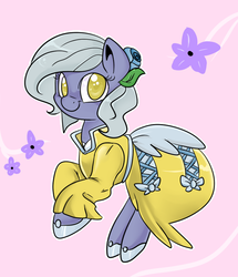 Size: 634x736 | Tagged: safe, artist:lustrous-dreams, limestone pie, earth pony, pony, g4, alternate hairstyle, clothes, colored pupils, cute, dress, female, flower, flower in hair, limabetes, mare, pretty, smiling, solo, when she smiles