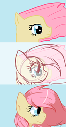 Size: 391x750 | Tagged: safe, fluttershy, pony, g4, bust, female, looking away, mare, profile, redraw, smiling, solo