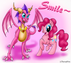 Size: 628x556 | Tagged: safe, artist:seeraphine, pinkie pie, g4, crossover, ember (spyro), spyro the dragon (series)