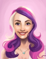 Size: 638x825 | Tagged: safe, artist:majoh, princess cadance, human, g4, breasts, bust, cleavage, female, humanized, solo