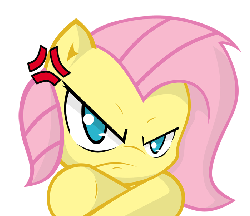 Size: 700x606 | Tagged: safe, artist:xilefti, fluttershy, pony, g4, angry, animated, chibi, cross-popping veins, female, glare