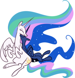 Size: 855x885 | Tagged: safe, artist:ponygoggles, princess celestia, princess luna, alicorn, pony, g4, cute, duo, eyes closed, female, lunabetes, mare, sibling love, simple background, sisters, sitting, transparent background