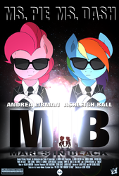 Size: 2700x4000 | Tagged: safe, artist:dakln, pinkie pie, rainbow dash, g4, men in black, movie poster, parody, poster