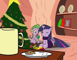 Size: 900x701 | Tagged: artist needed, safe, spike, twilight sparkle, g4, christmas