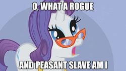 Size: 720x403 | Tagged: safe, edit, edited screencap, screencap, rarity, pony, g4, suited for success, glasses, hamlet, image macro, meme, solo, william shakespeare