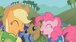 Size: 640x355 | Tagged: safe, screencap, applejack, pinkie pie, g4, youtube caption