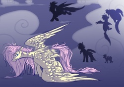 Size: 612x432 | Tagged: safe, artist:geckofly, fluttershy, pegasus, pony, g4, crying, female, mare, sillhouette