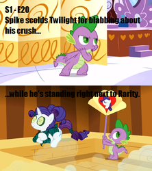 Size: 462x520 | Tagged: safe, edit, edited screencap, screencap, rarity, spike, dragon, pony, unicorn, g4, green isn't your color, caption, comic, cucumber, fan, fanning, female, food, male, mare, meta, sauna, seaweed wrap