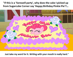 Size: 640x498 | Tagged: safe, pinkie pie, g4, cake, calibri