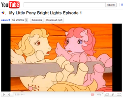 Size: 652x521 | Tagged: safe, edit, screencap, heart throb, lofty, pegasus, pony, bright lights, g1, my little pony 'n friends, animation error, duo, duo female, extra legs, female, fifth leg, literal fifth leg, mare, not a penis, nudity, youtube