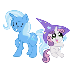 Size: 900x771 | Tagged: safe, artist:dustyranger, sweetie belle, trixie, pony, unicorn, g4, duo, duo female, female, filly, mare, simple background, transparent background