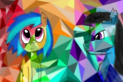 Size: 4800x3200 | Tagged: safe, artist:chimicherries, dj pon-3, octavia melody, vinyl scratch, g4, gotye, psychedelic, somebody that i used to know, song