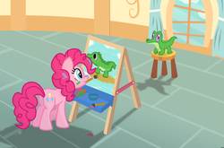 Size: 1303x859 | Tagged: safe, artist:metax-z, gummy, pinkie pie, g4, painting