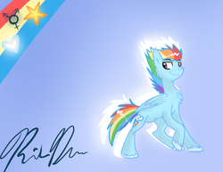 Size: 792x612 | Tagged: safe, artist:cat4lyst, rainbow dash, pony, g4, chest fluff, pride, rainbow blitz, rule 63, solo, transgender