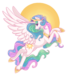 Size: 1280x1466 | Tagged: safe, artist:noxxplush, princess celestia, alicorn, pony, g4, female, flying, mare, solo