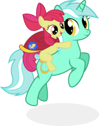 Size: 2911x3703 | Tagged: safe, artist:kalas17, apple bloom, lyra heartstrings, earth pony, pony, unicorn, g4, apple bloom riding lyra, female, filly, foal, high res, mare, mario, ponies riding ponies, riding, simple background, super mario bros., super mario world, transparent background