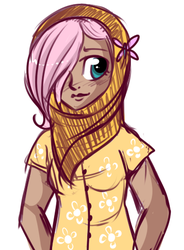 Size: 350x475 | Tagged: safe, artist:lulubell, fluttershy, human, g4, hijab, humanized, islam, islamashy