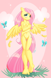 Size: 600x916 | Tagged: safe, artist:ellis1342, artist:ellisarts, fluttershy, anthro, plantigrade anthro, g4, barbie doll anatomy, barefoot, breasts, delicious flat chest, feet, female, nudity, solo