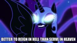 Size: 600x338 | Tagged: safe, nightmare moon, g4, image macro, paradise lost