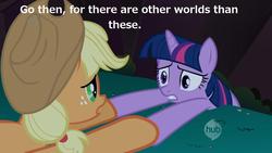 Size: 1280x720 | Tagged: safe, applejack, twilight sparkle, g4, jake chambers, the dark tower