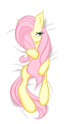 Size: 638x1200 | Tagged: safe, artist:anteater, fluttershy, pegasus, pony, g4, bed, blushing, body pillow, body pillow design, covering, embarrassed, female, pixiv, solo