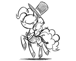 Size: 1000x800 | Tagged: safe, artist:sunyup, pinkie pie, g4, hat, monochrome, top hat