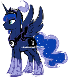 Size: 907x1023 | Tagged: safe, artist:wicklesmack, princess luna, pony, g4, armor, prince artemis, rule 63, simple background, solo, watermark