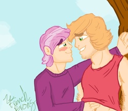 Size: 742x646 | Tagged: safe, artist:ordinarydraw, big macintosh, cheerilee, human, g4, gay, half r63 shipping, humanized, jubilance, male, rule 63, ship:cheerimac, shipping