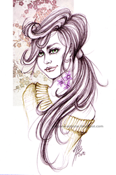 Size: 530x800 | Tagged: safe, artist:anathema-creature, cheerilee, human, g4, bust, clothes, female, humanized, looking at you, ponytail, solo, sweater, tattoo