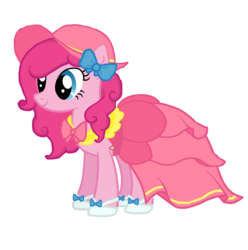 Size: 1850x1865 | Tagged: safe, artist:mlpinkiepie, pinkie pie, earth pony, pony, g4, alternate hairstyle, bow, clothes, dress, female, hat, mare, shoes, simple background, solo, transparent background