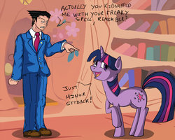 Size: 900x720 | Tagged: safe, artist:lostwolfen, twilight sparkle, human, turnabout storm, g4, ace attorney, crossover, phoenix wright