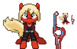 Size: 400x257 | Tagged: safe, artist:blue-cup, monado, pixel art, ponified, shulk, xenoblade chronicles, xenoblade chronicles (series)