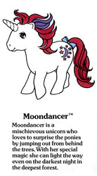 Size: 550x1000 | Tagged: safe, moondancer (g1), g1, official, bow, g1 backstory, hilarious in hindsight, my little pony fact file, tail bow