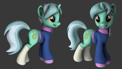 Size: 1009x574 | Tagged: safe, artist:hashbro, lyra heartstrings, pony, unicorn, g4, 3d, clothes, female, mare, socks, solo, sweater