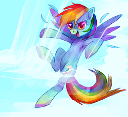Size: 900x827 | Tagged: safe, artist:kunaike, rainbow dash, pegasus, pony, g4, divekick, female, flying, mare, open mouth, solo