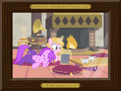 Size: 1024x768 | Tagged: safe, artist:misteraibo, oc, oc only, pony, unicorn, animated, book, fire, fireplace, gramophone, harry potter (series), magic, reading, sleeping, snoring